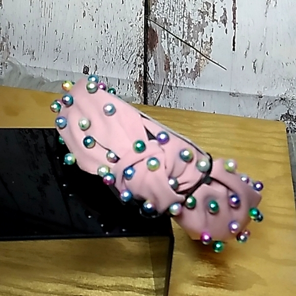 Dusty Pink Knotted Multicolor Pearl Embellished Soft Fabric HeadBand  Daily Life - Picture 3 of 11